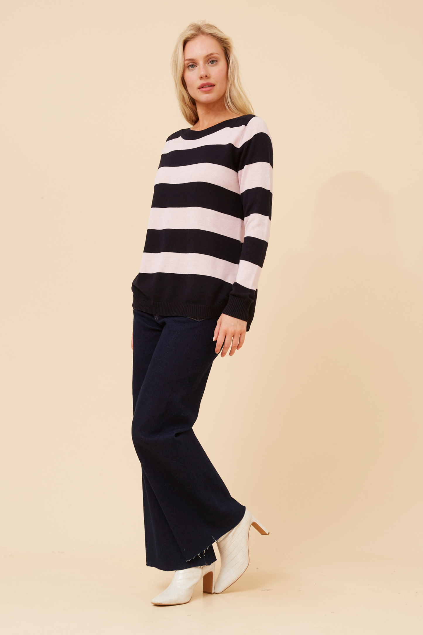 Georgi Stripe Knit KP518385 Navy