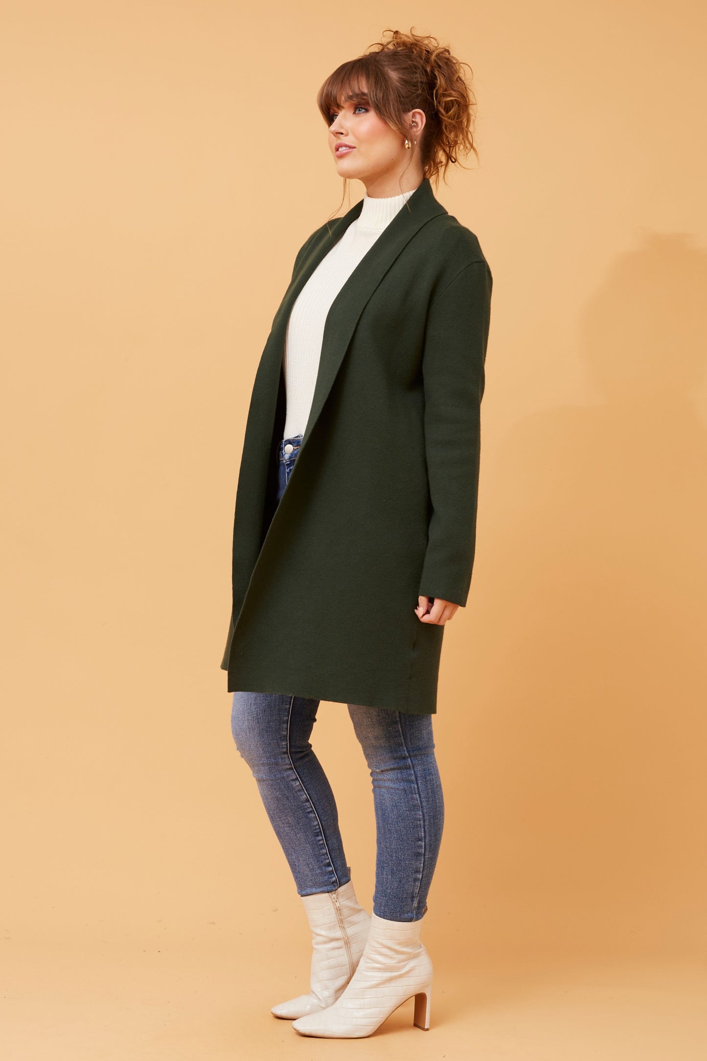 Shawl Collar Knitted Cardigan KC508475 Dark Green