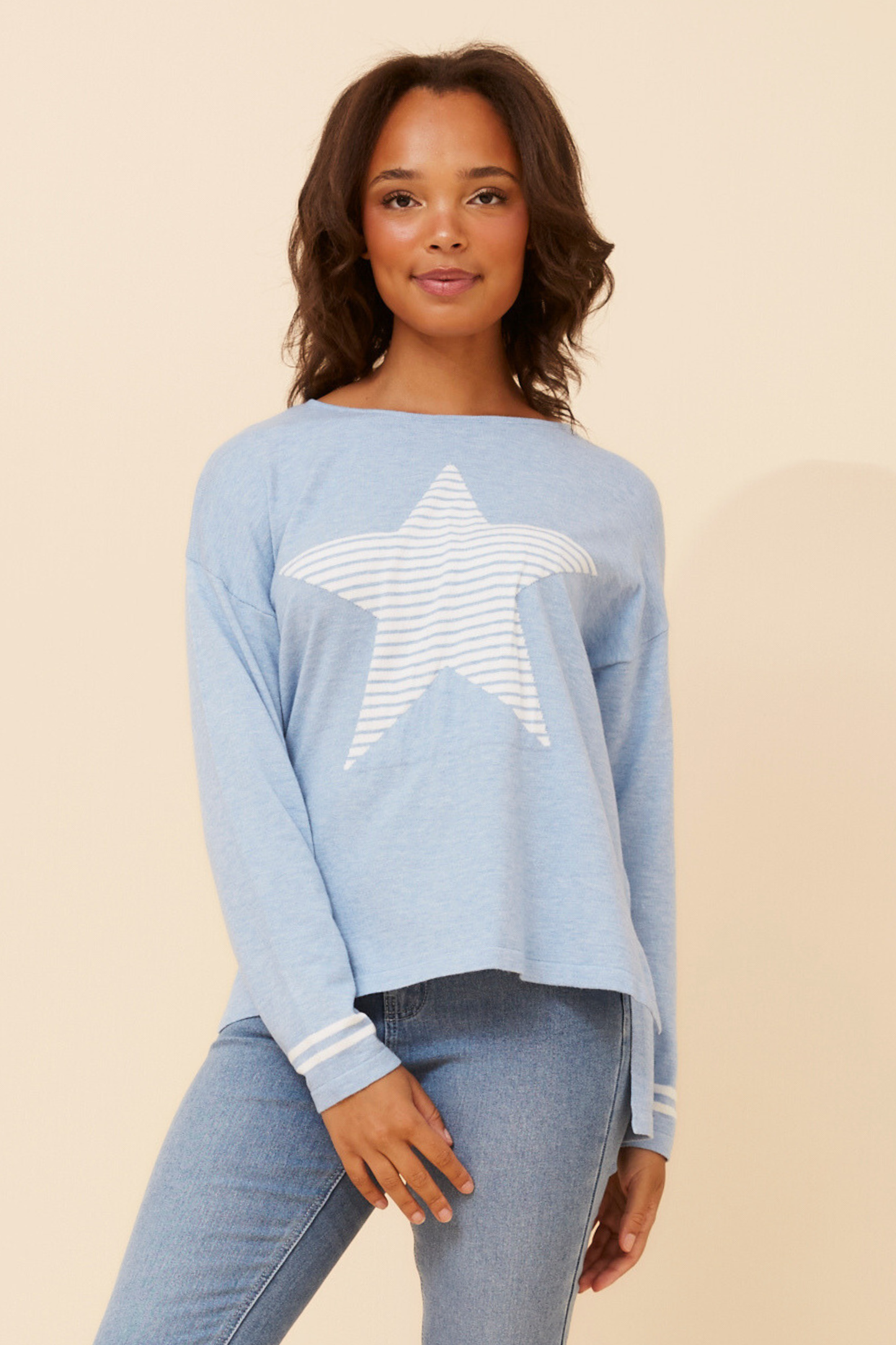 Gabbie Star Pattern Knit KP734253 Skylight