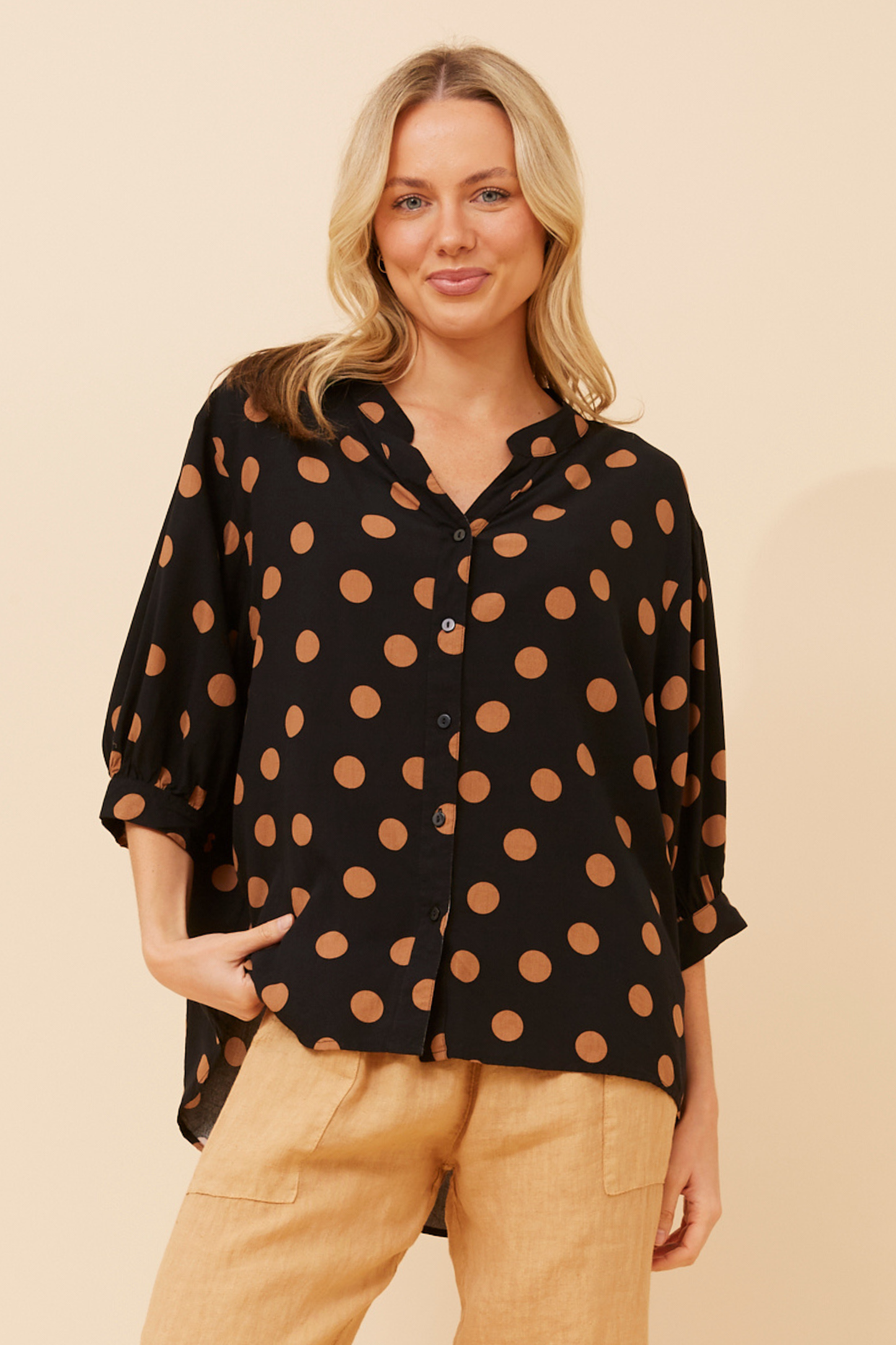 Rosa Polka Shirt with Back Button Detail -  T526337