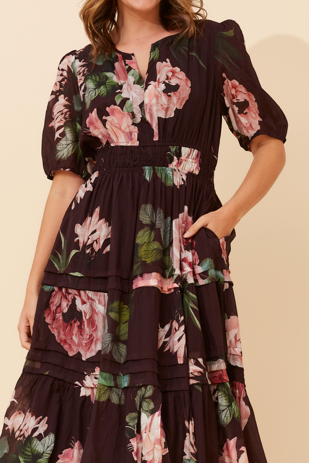 Emberly Floral Dress D737206 Eggplant