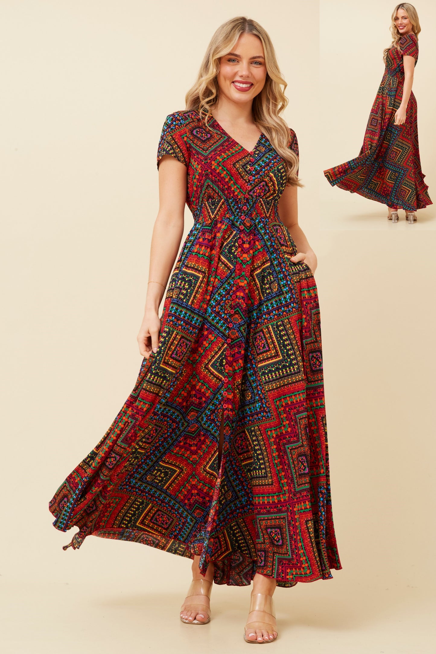 Indi Abstract Printed Maxi Dress - D510081