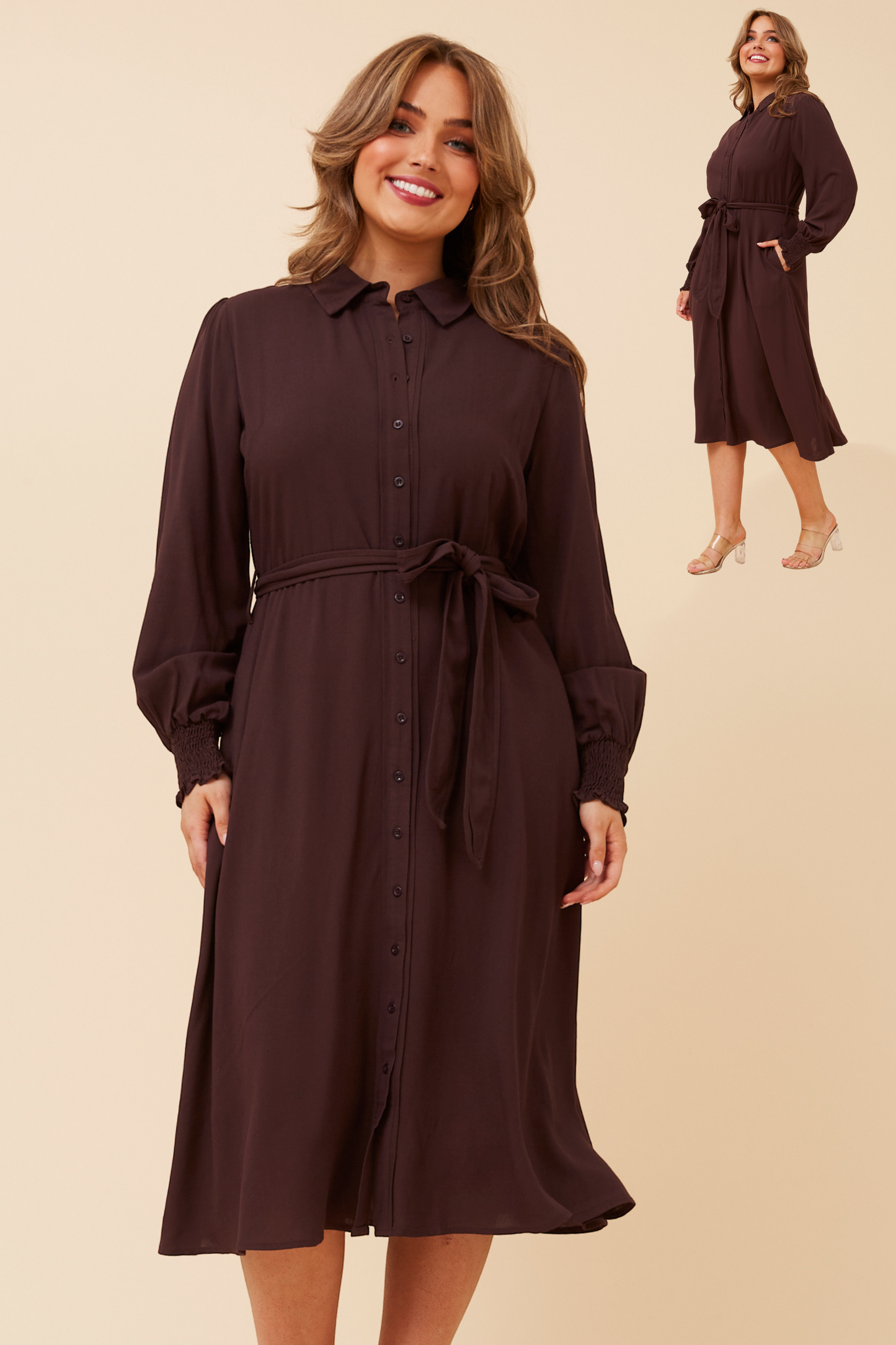 Sariya Midi Shirt Dress Chocolate D526443