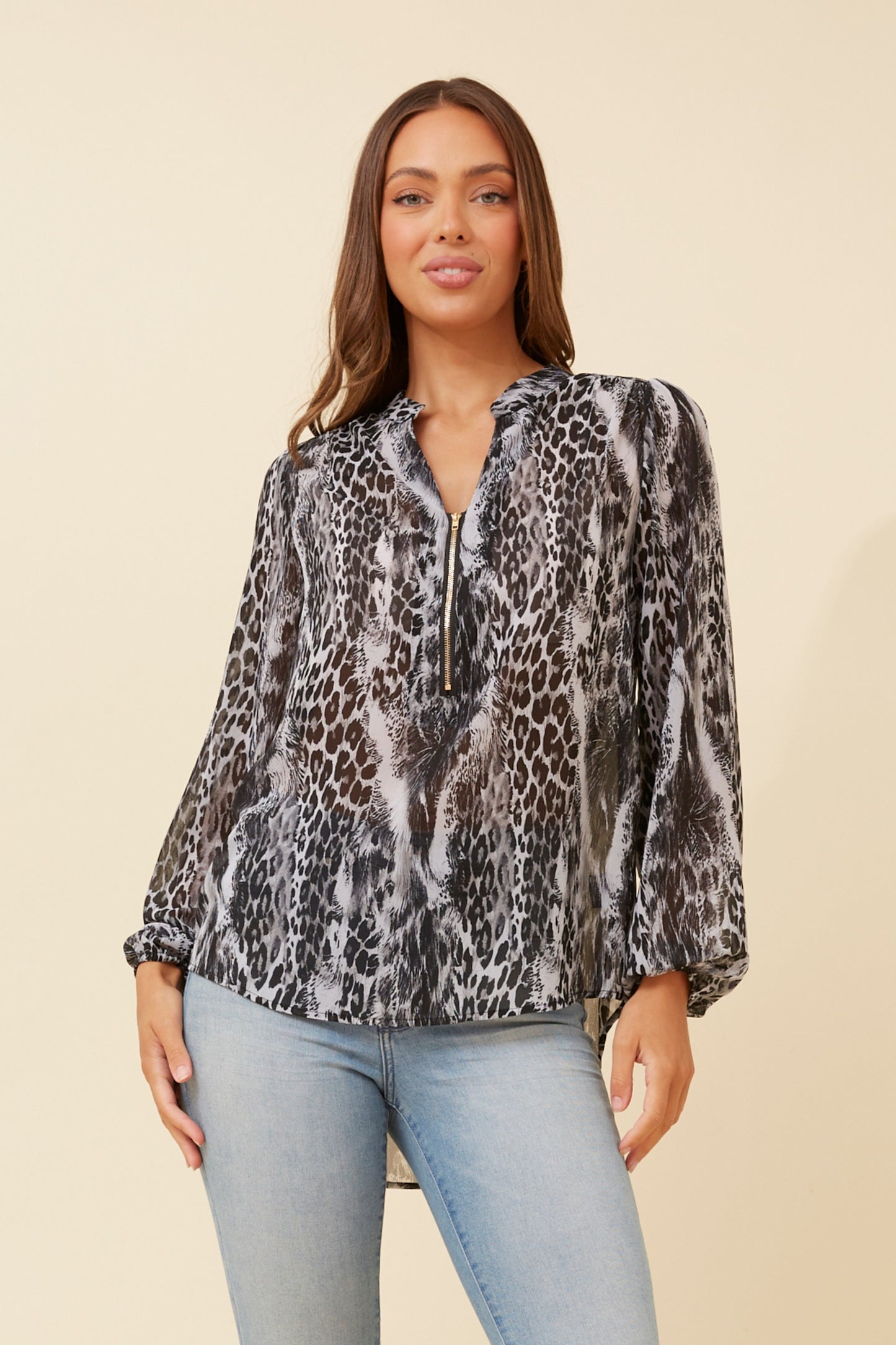 Freda Animal Print Blouse T522370 Multi Black