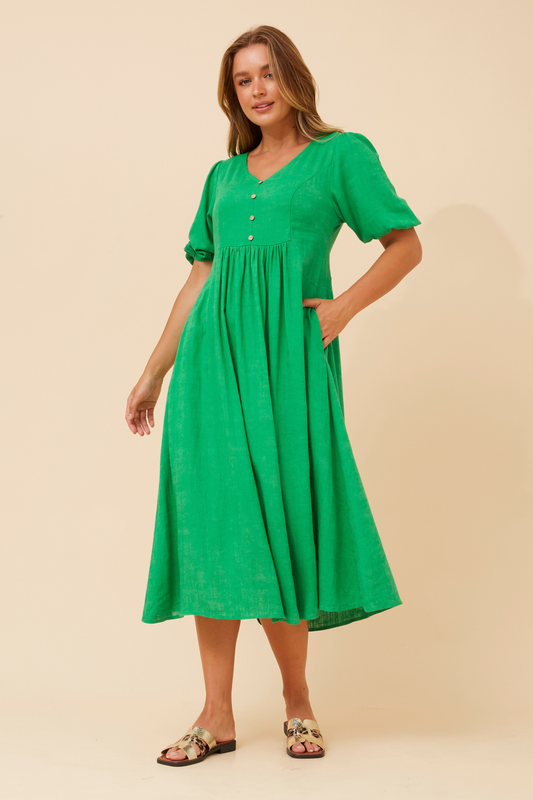 Bonnie Linen Dress D735690 Jade