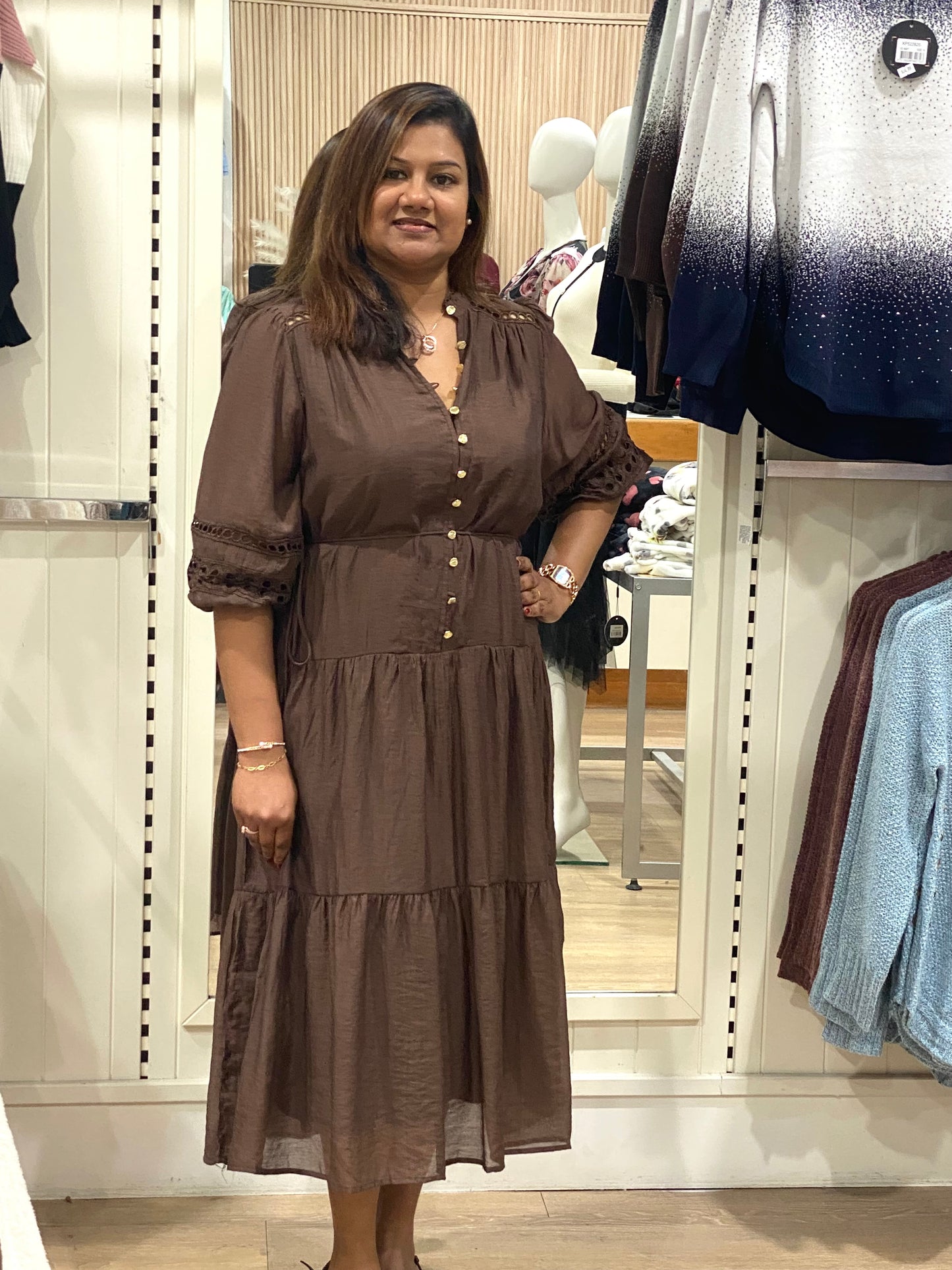 Roselle Party Dress 43250885-1 Chocolate