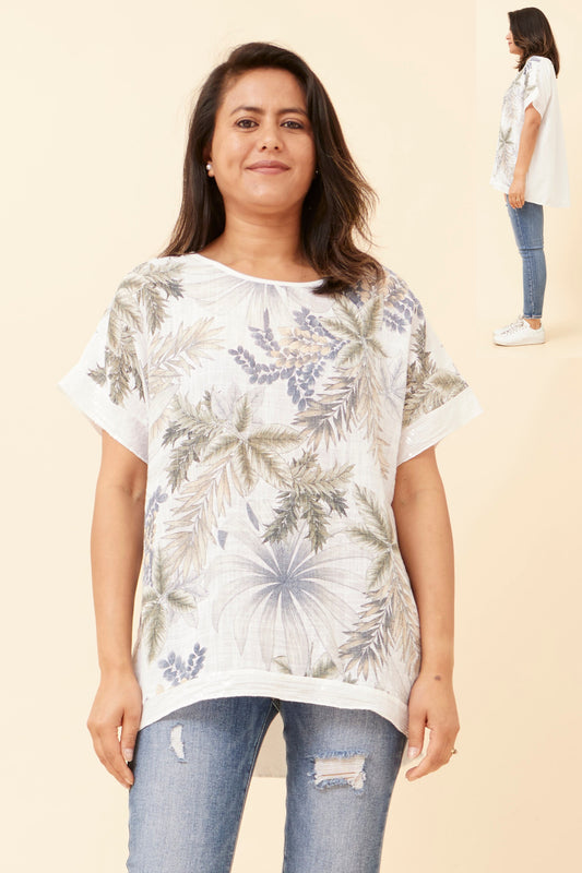 Vera Leaf Print Italain Top T523057