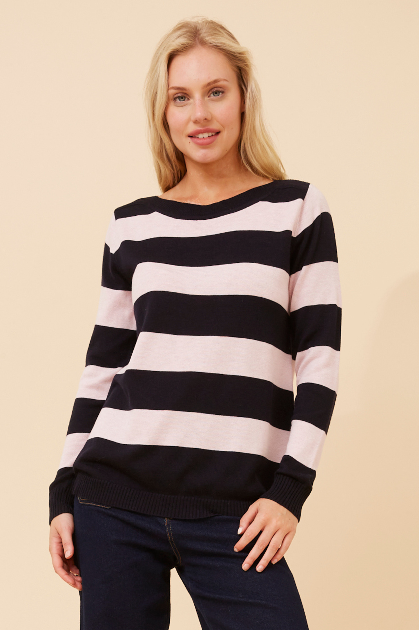 Georgi Stripe Knit KP518385 Navy