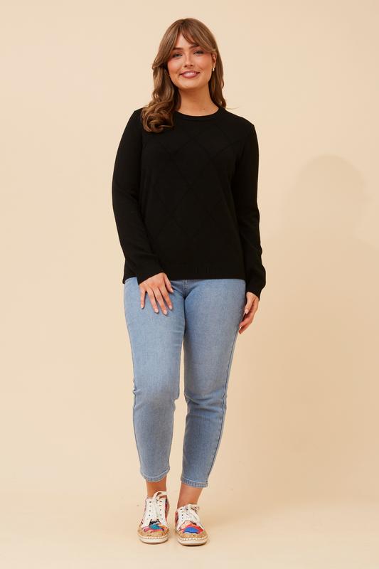 Amyra Diamond Pattern Knit KP522534 Black