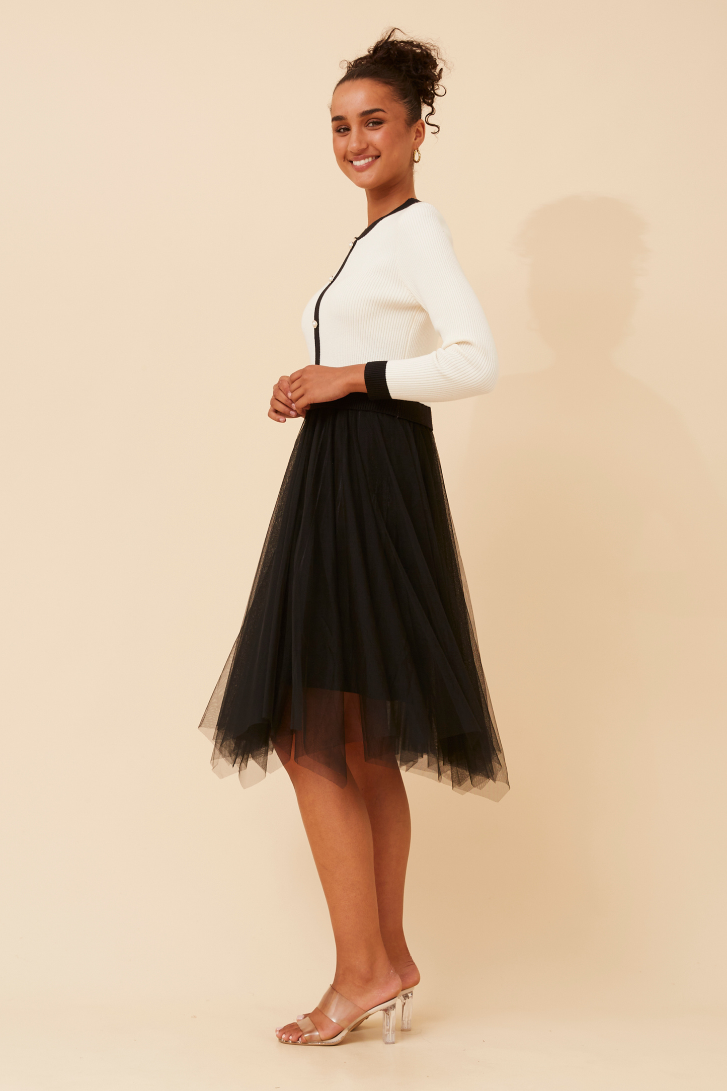 Ovi Knit Dress with Tulle Skirt KD175609