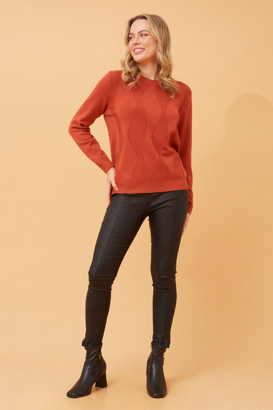 Angela Knit Jumper KP517808 - Burnt Orange