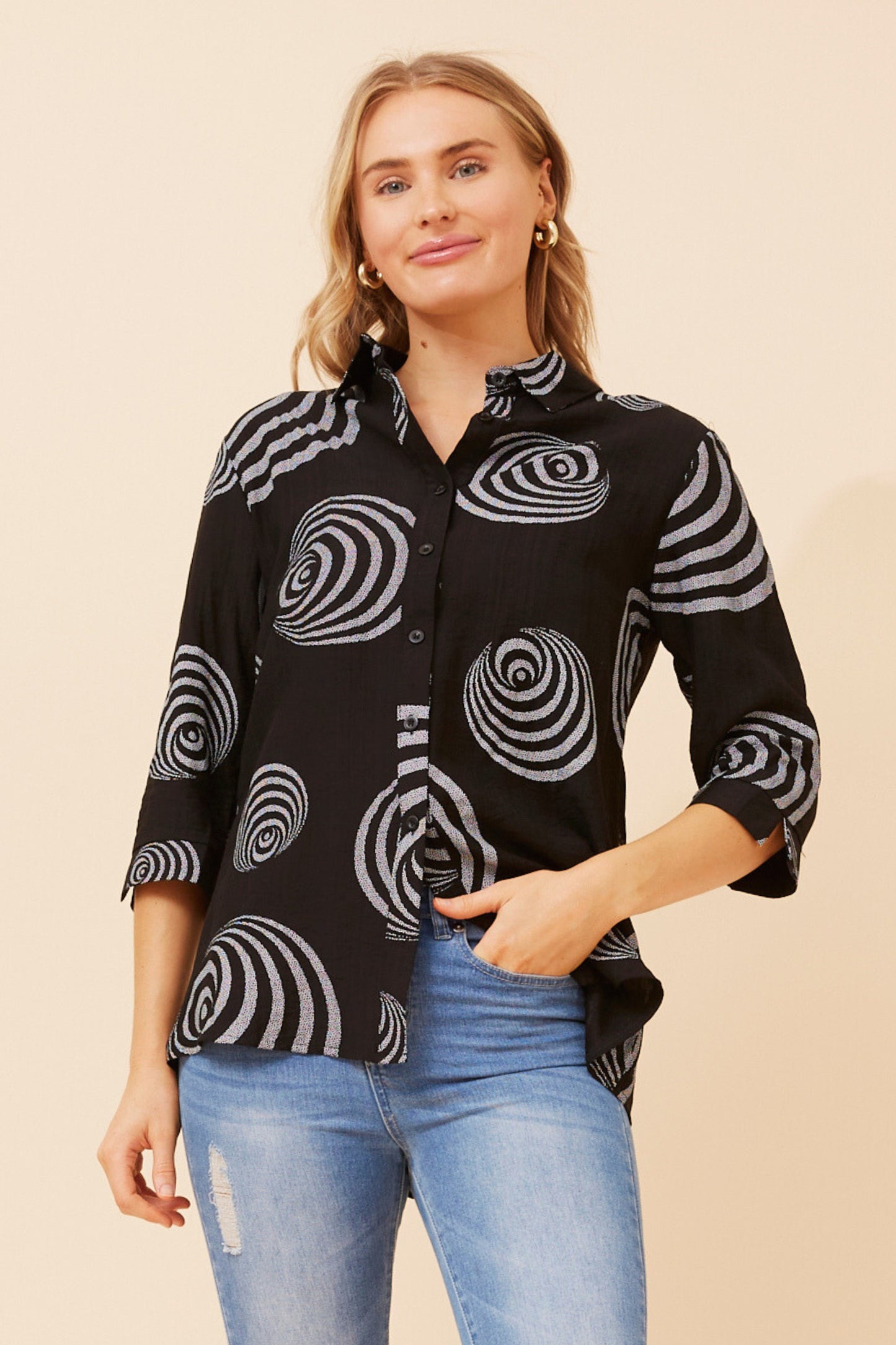 Bella Abstract Print T523432 Black & White