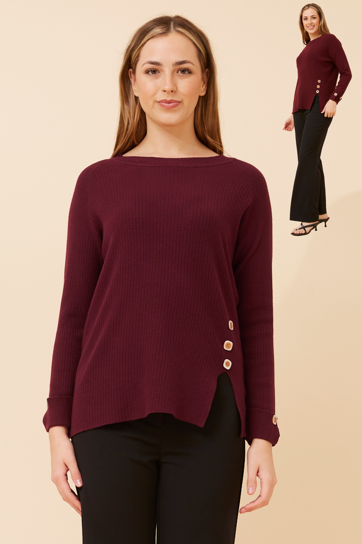 Ivie Rib Knit KP524500 Burgundy