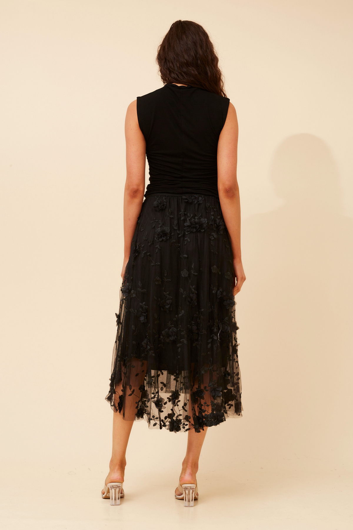 Tatum Floral Embroidered Skirt S737054  Black