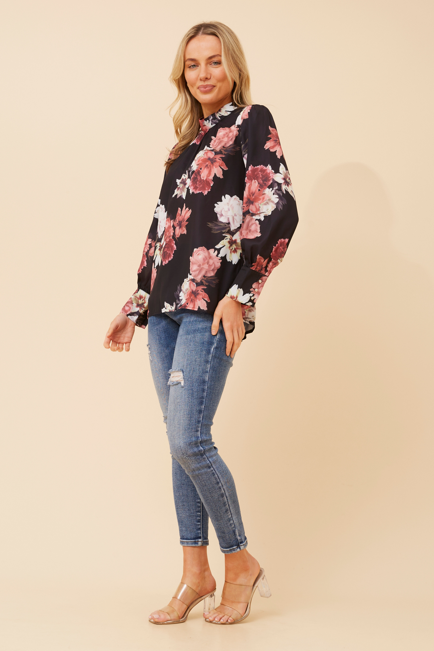 Bella Floral Blouse T504421 Black