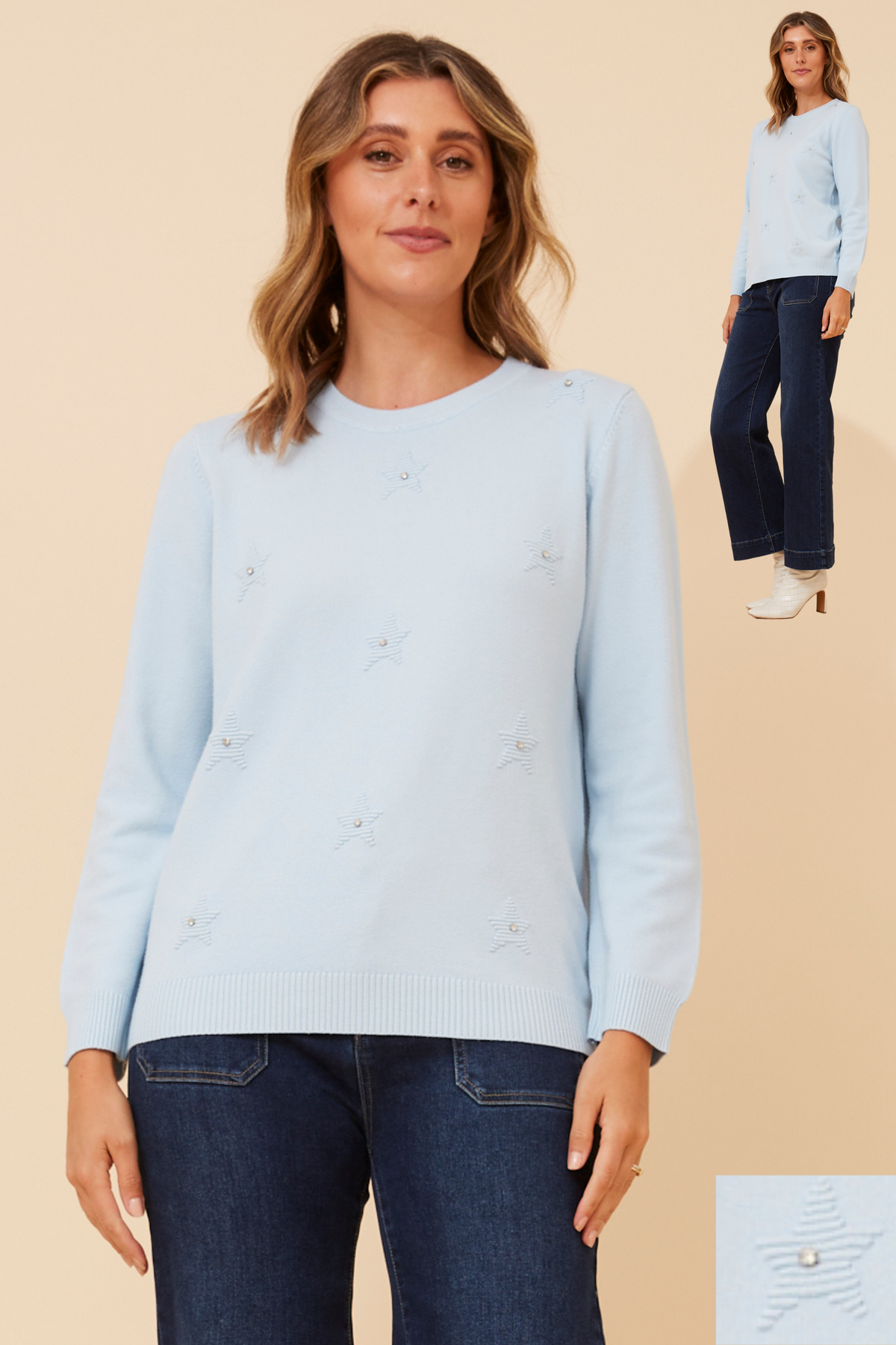 Berita Pearl Detail Knit KP525906 Skylight