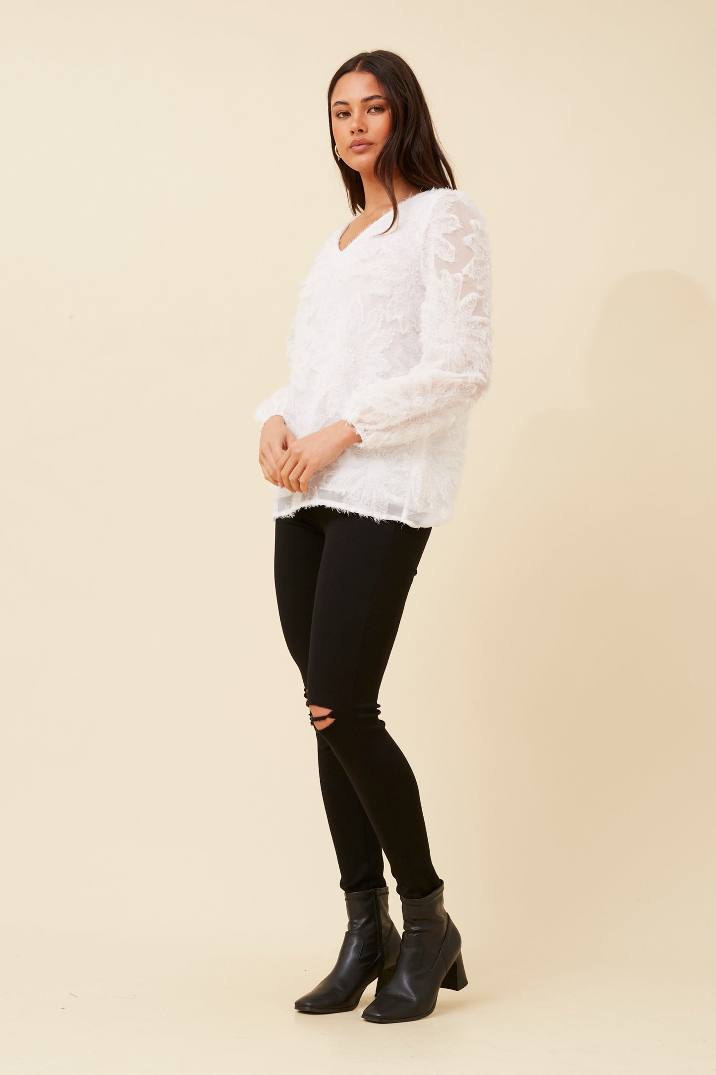 Azra Floral Pattern Blouse T733982 White