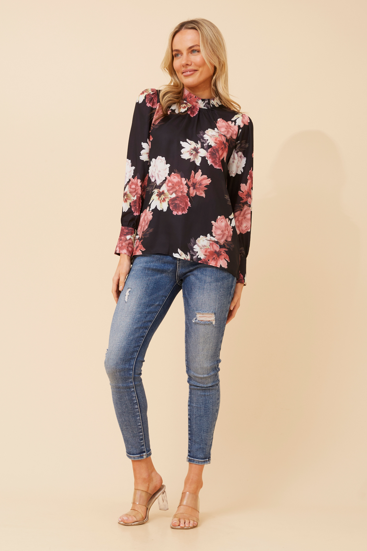 Bella Floral Blouse T504421 Black