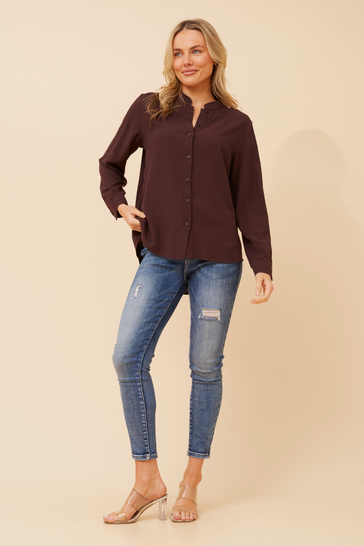 Eboni Shirt Blouse T526426 Chocolate