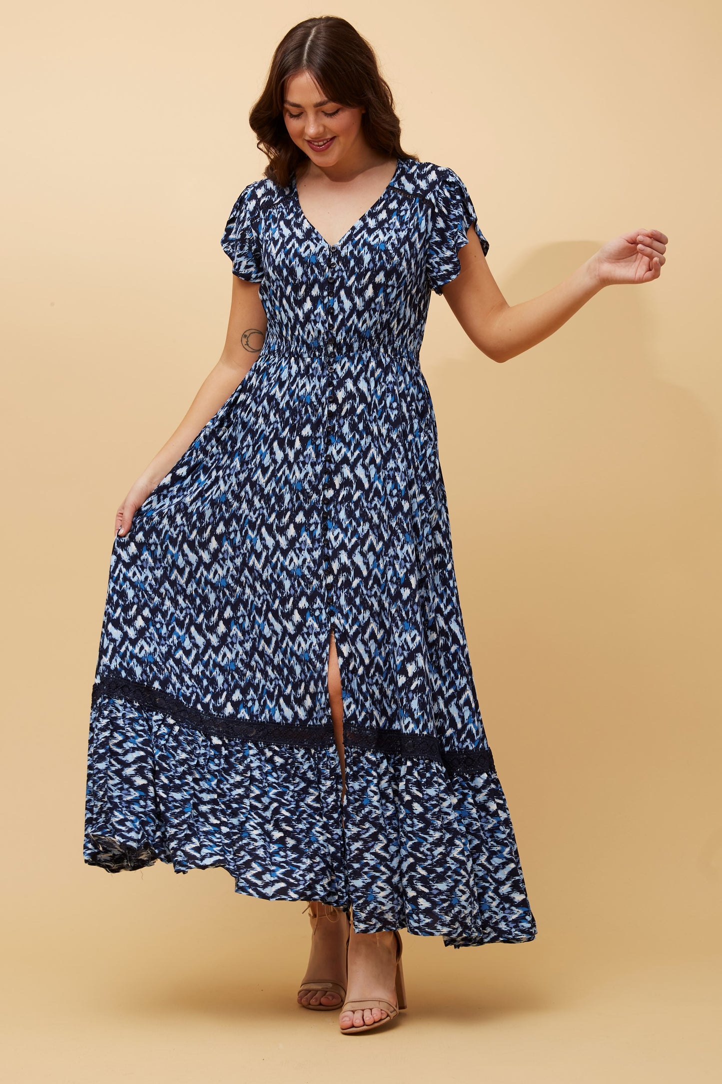 Indi Abstract Print Maxi Dress - D516968 Multi Navy