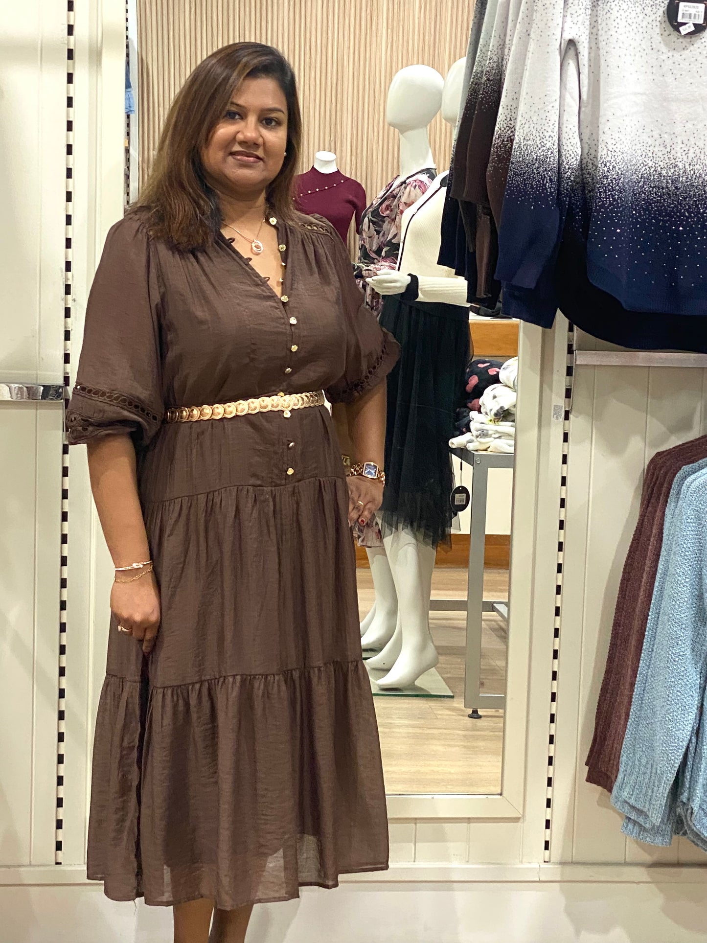 Roselle Party Dress 43250885-1 Chocolate