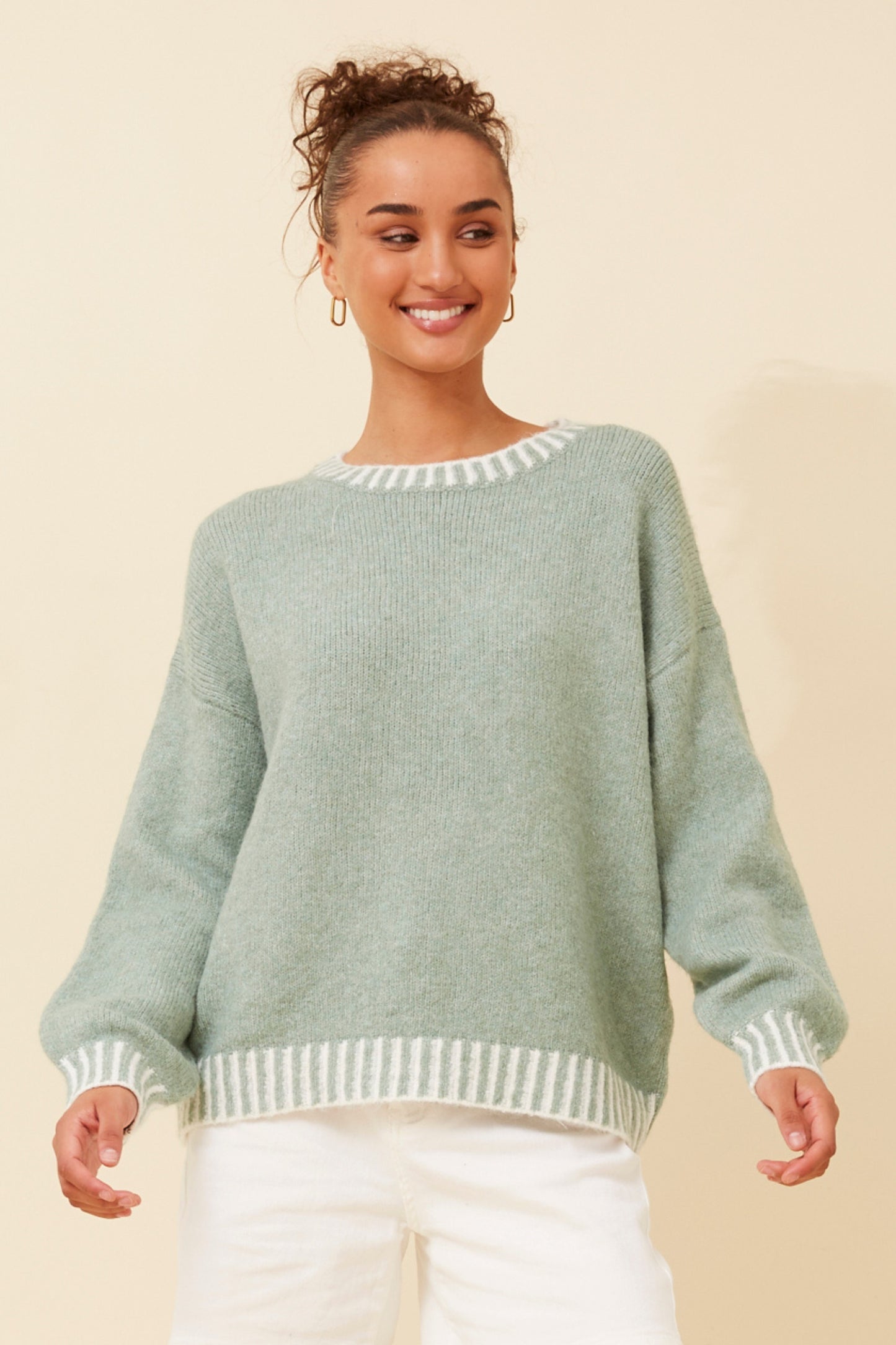Zara Trim Details Jumper KP734293 Sage