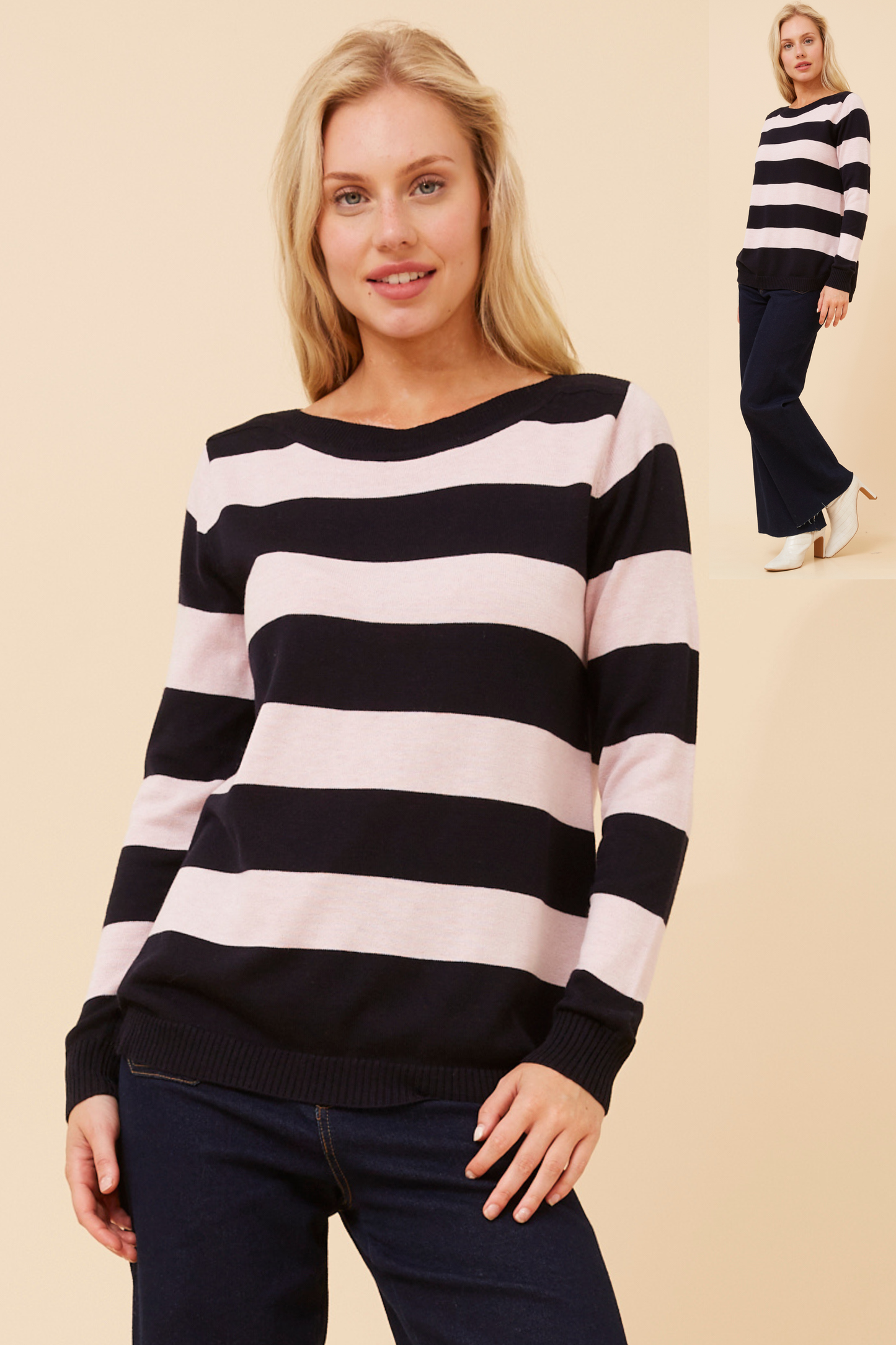 Georgi Stripe Knit KP518385 Navy