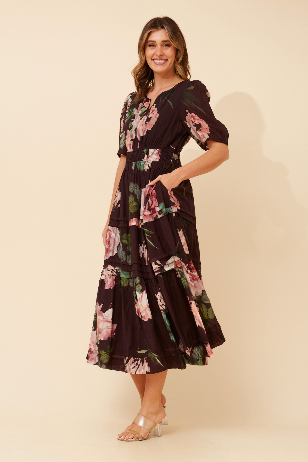 Emberly Floral Dress D737206 Eggplant