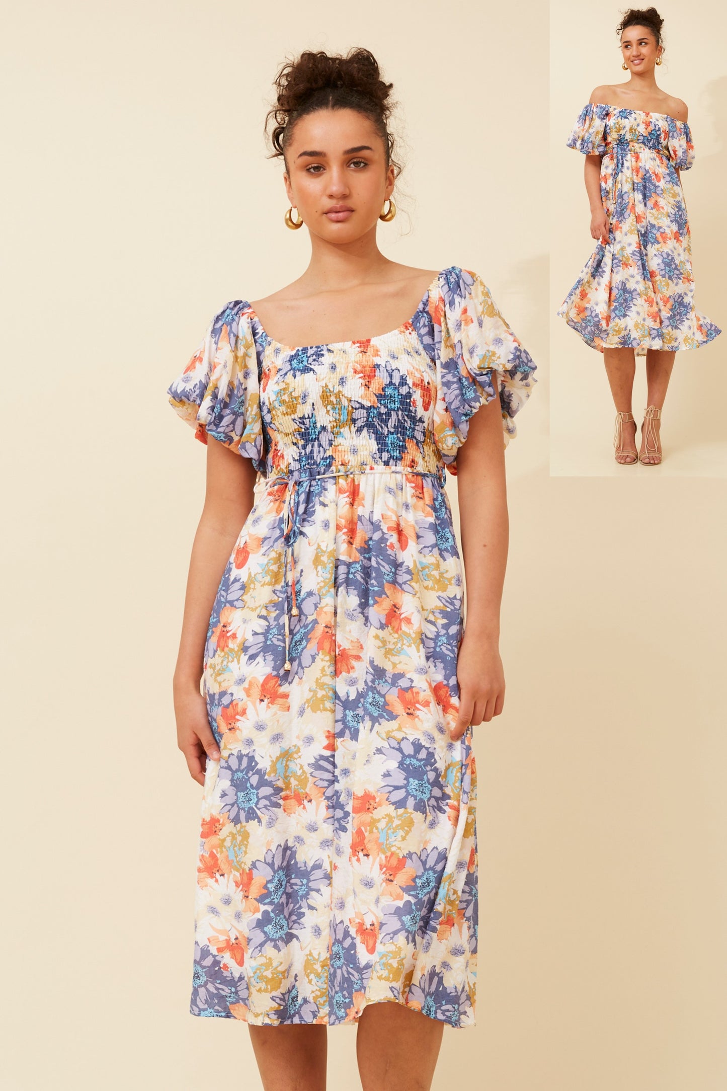 Piper Floral MIDI Dress D520394 Blue