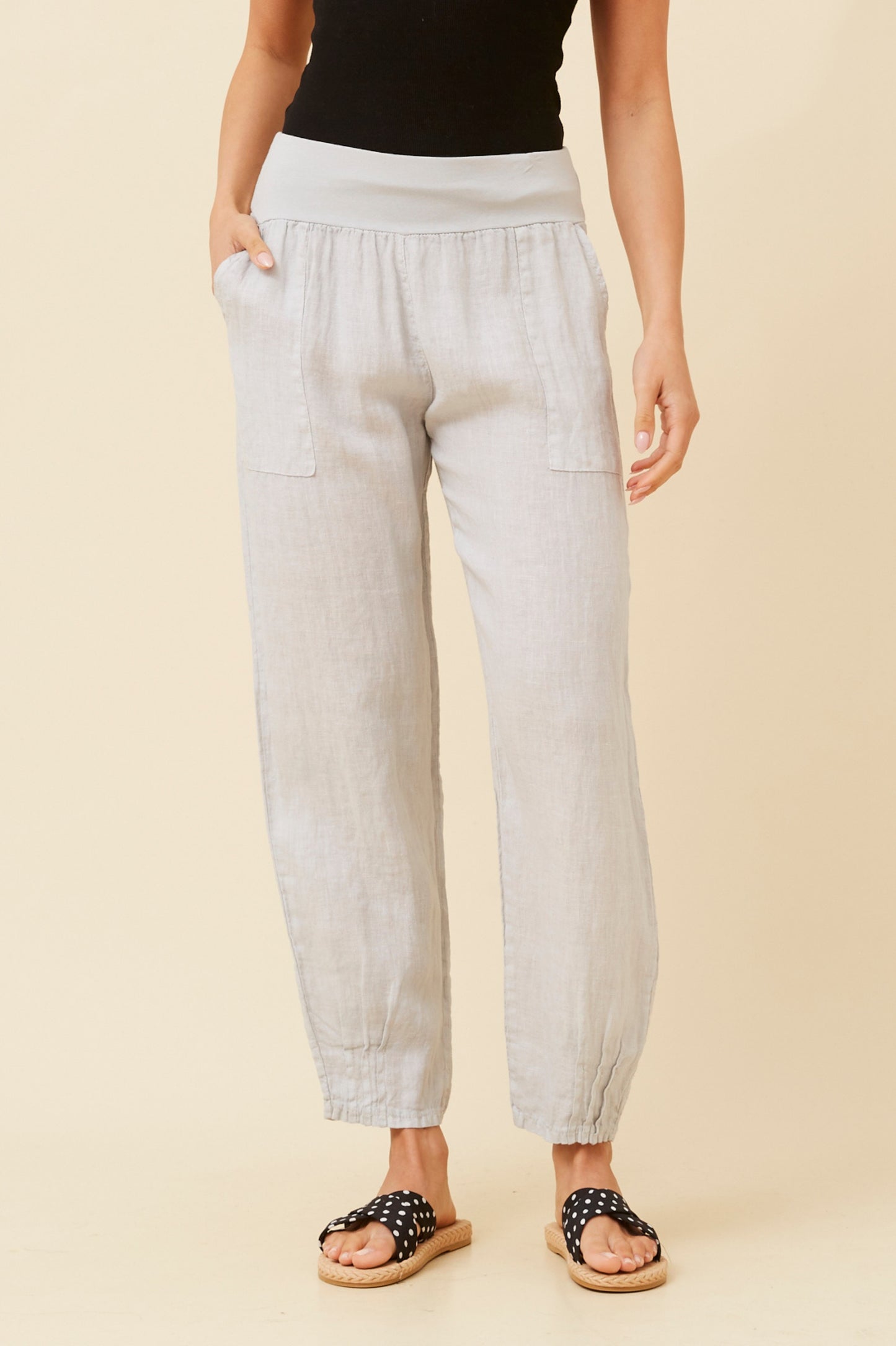 Linen Italian Pant P516694 Bitter Perla