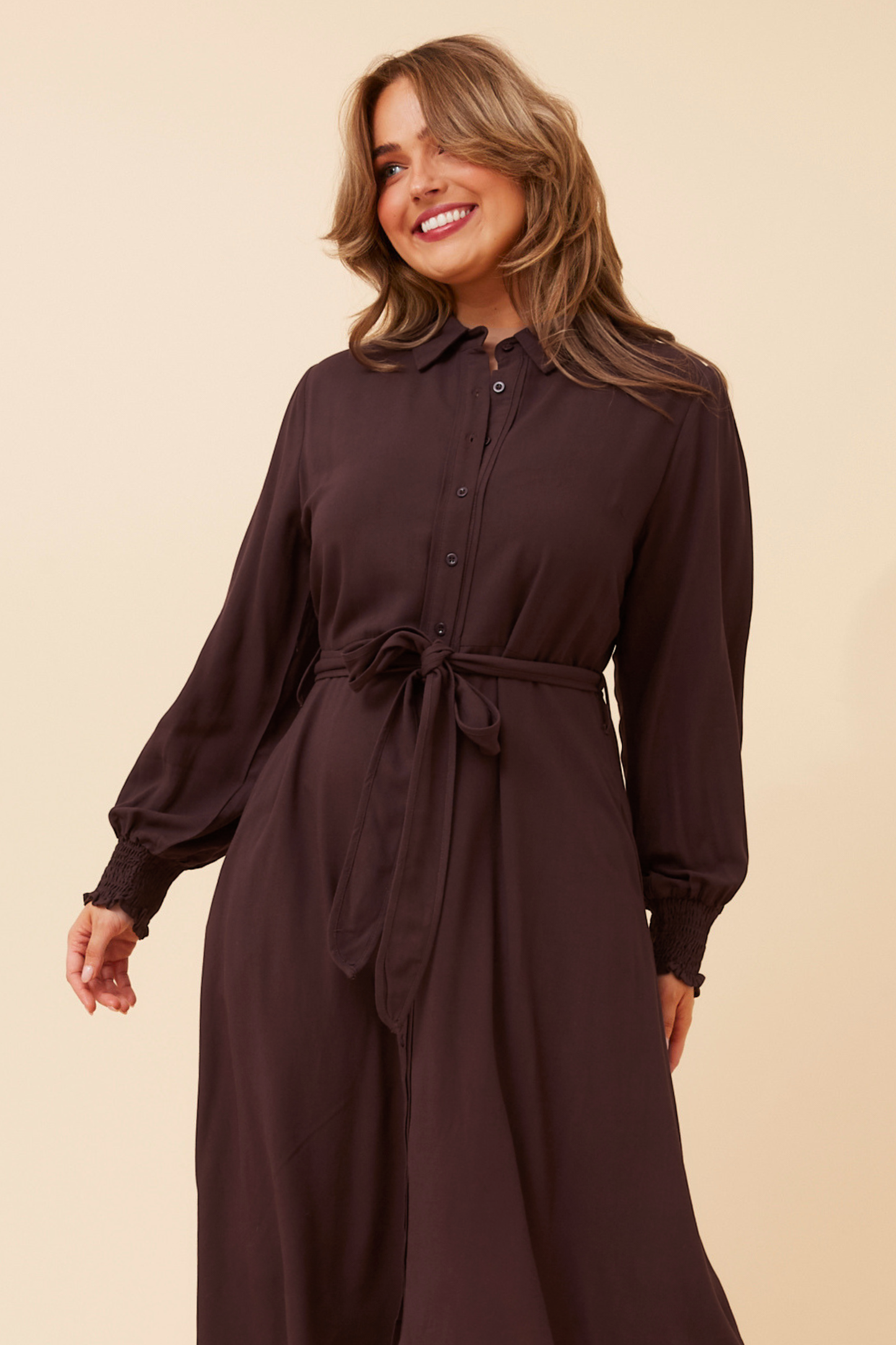 Sariya Midi Shirt Dress Chocolate D526443