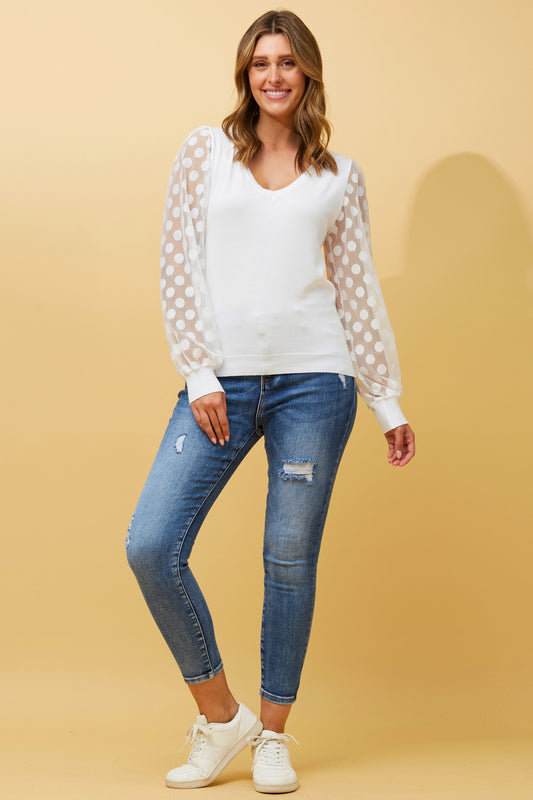 Sere V neckline Knit KP515500 White