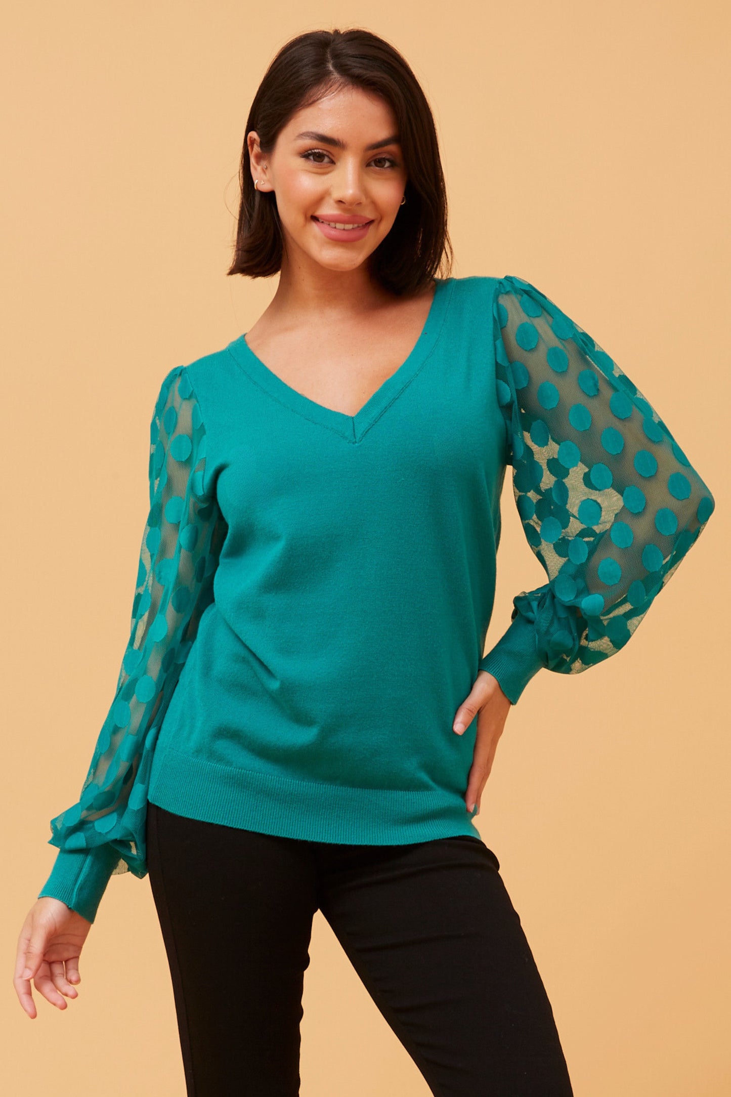 Sere V neckline Knit KP515500 Jade