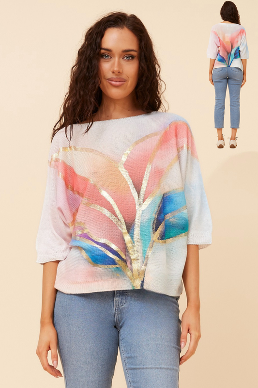 Ember Leaf Foil Print KP527355 Pink