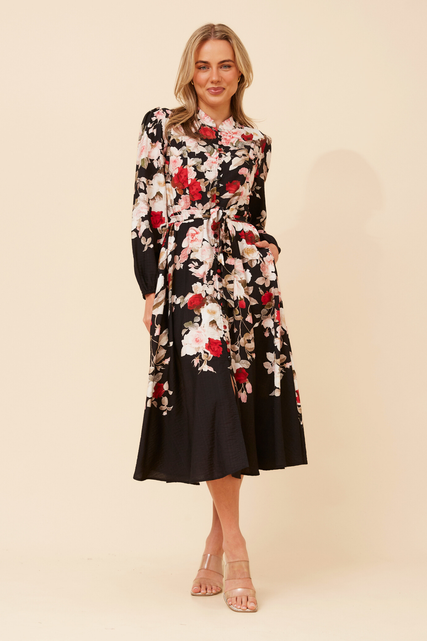 Estelle Floral Party Dress D735808 Black