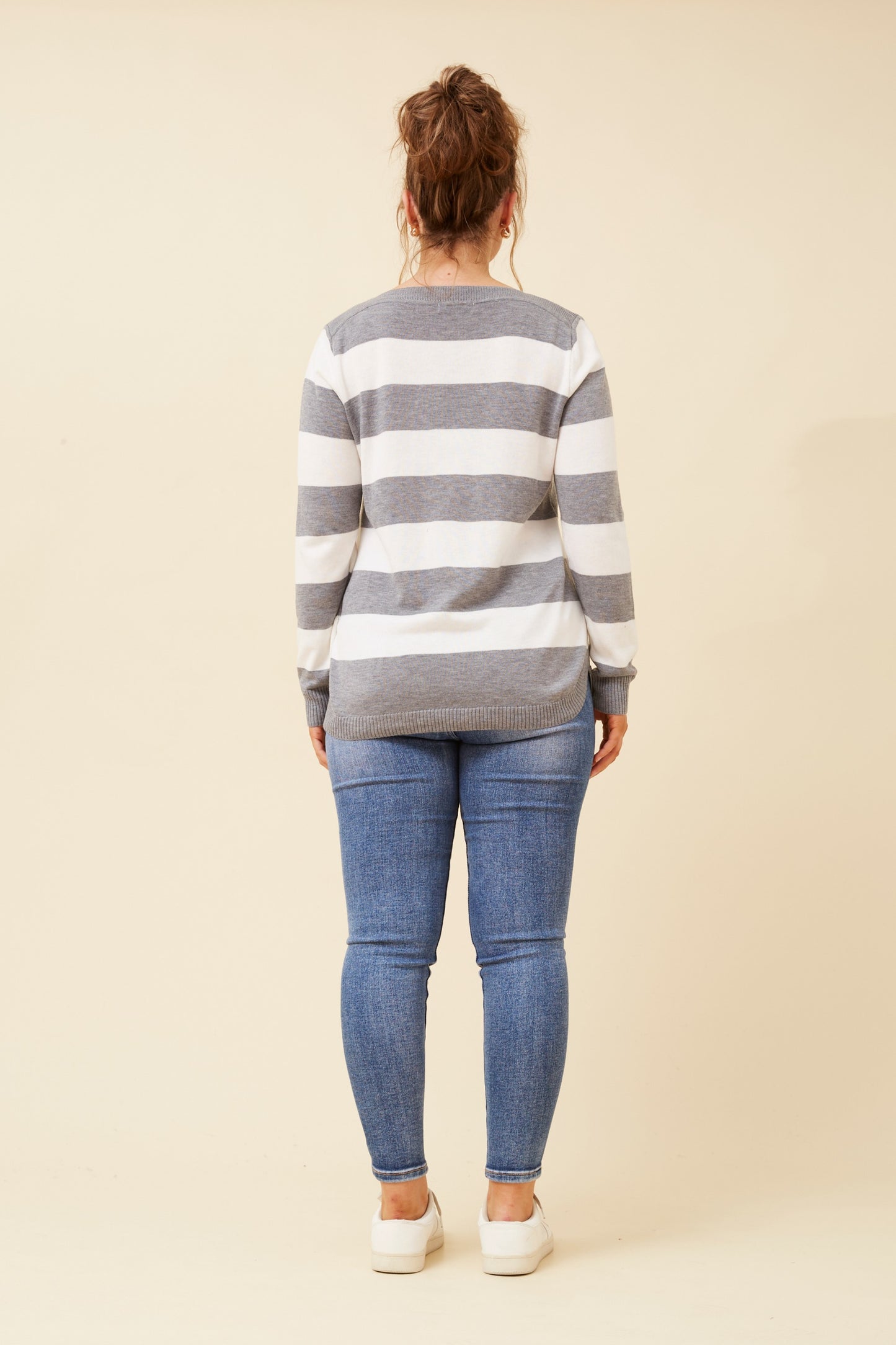 Georgi Stripe Knit KP518385 Light Grey Marl