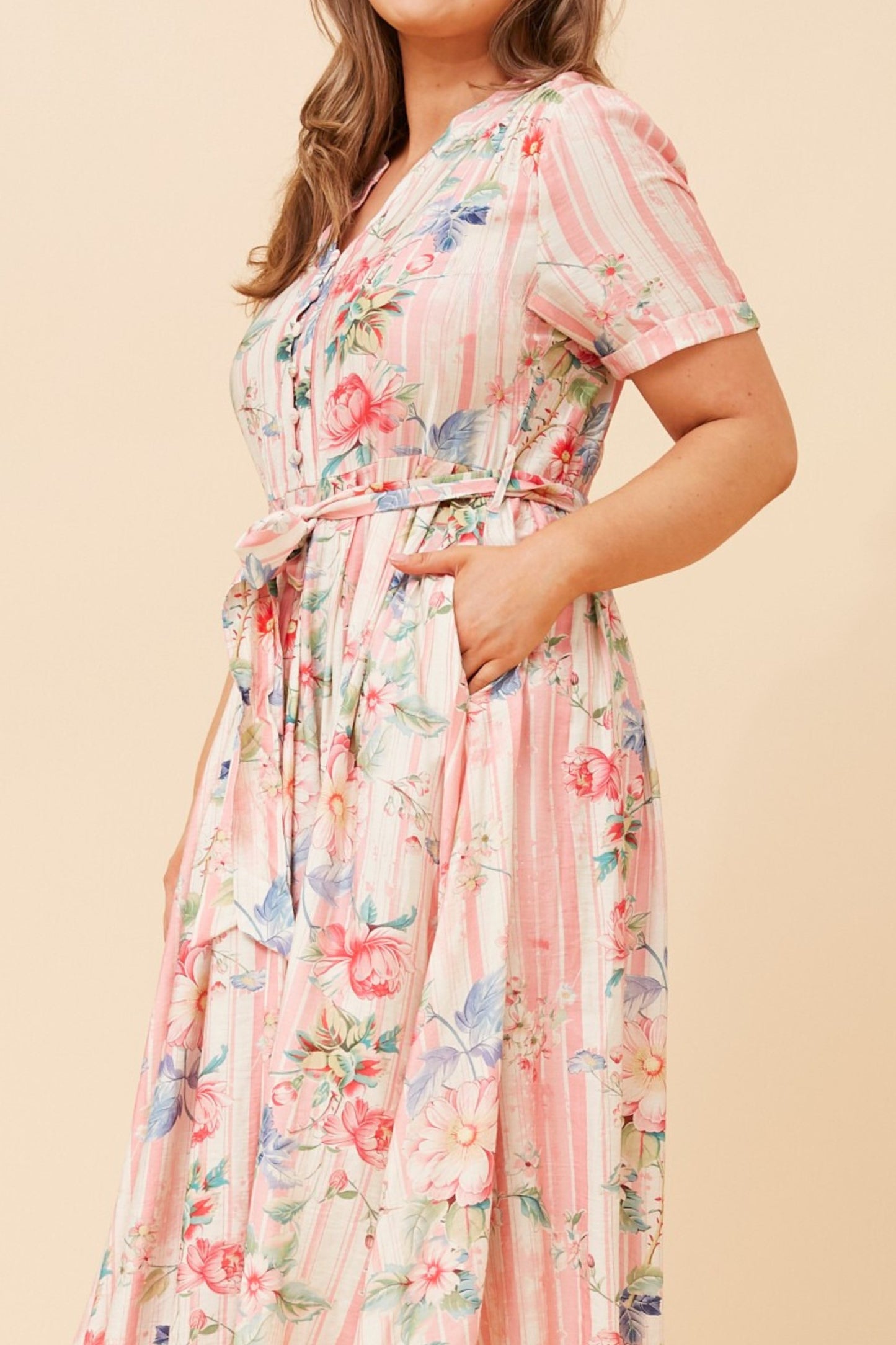 Fallon Floral Printed Midi Dress D734611