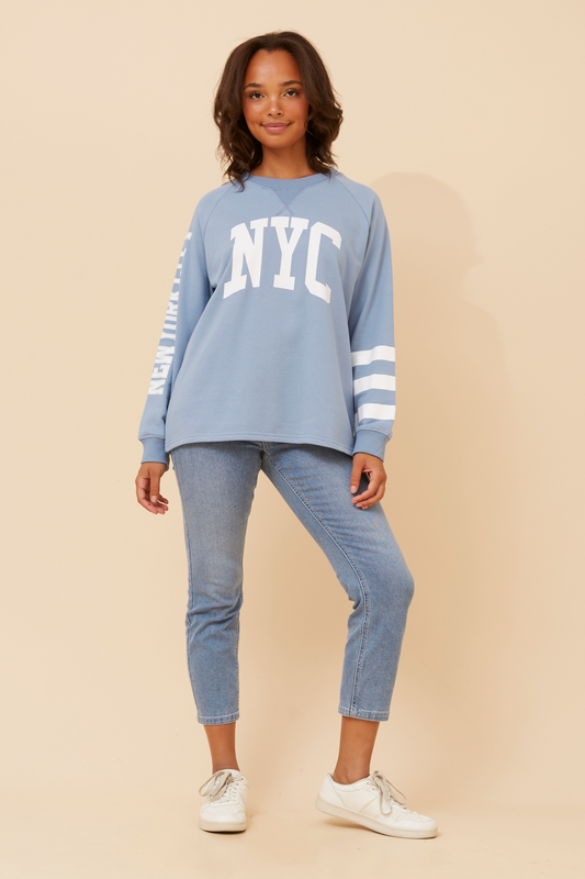 NYC Graphic Print Fleece T516348 Blue Jeans