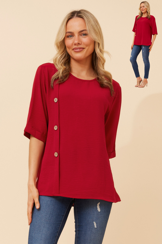 Gloria Button Blouse T736610 Red