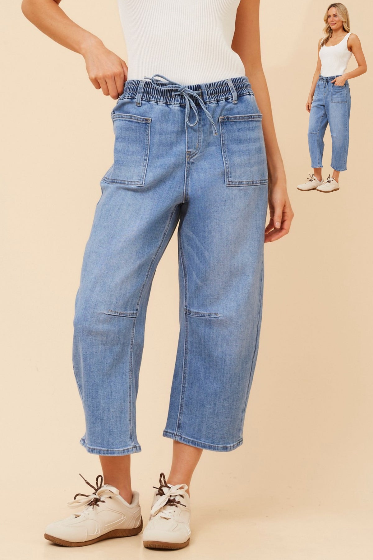 Jinn Cropped Barrel Denim Pant P526737