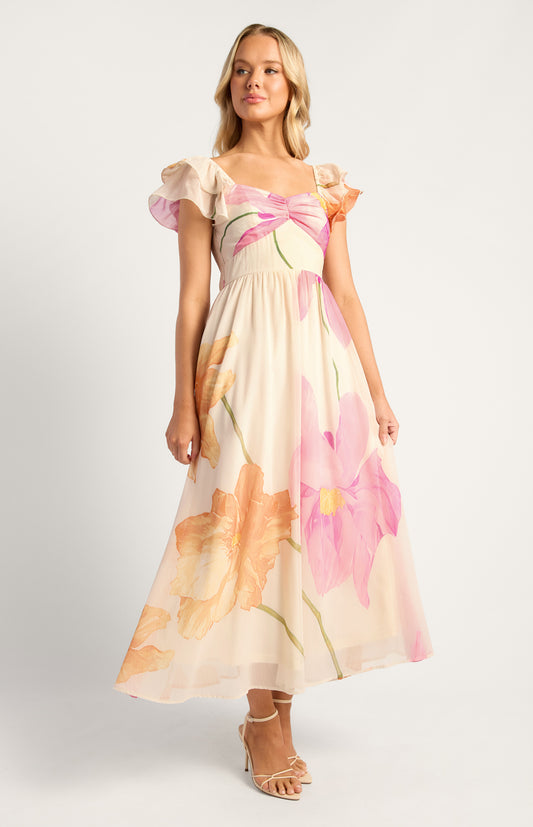 Emma Floral Print Midi Dress SDR1808A