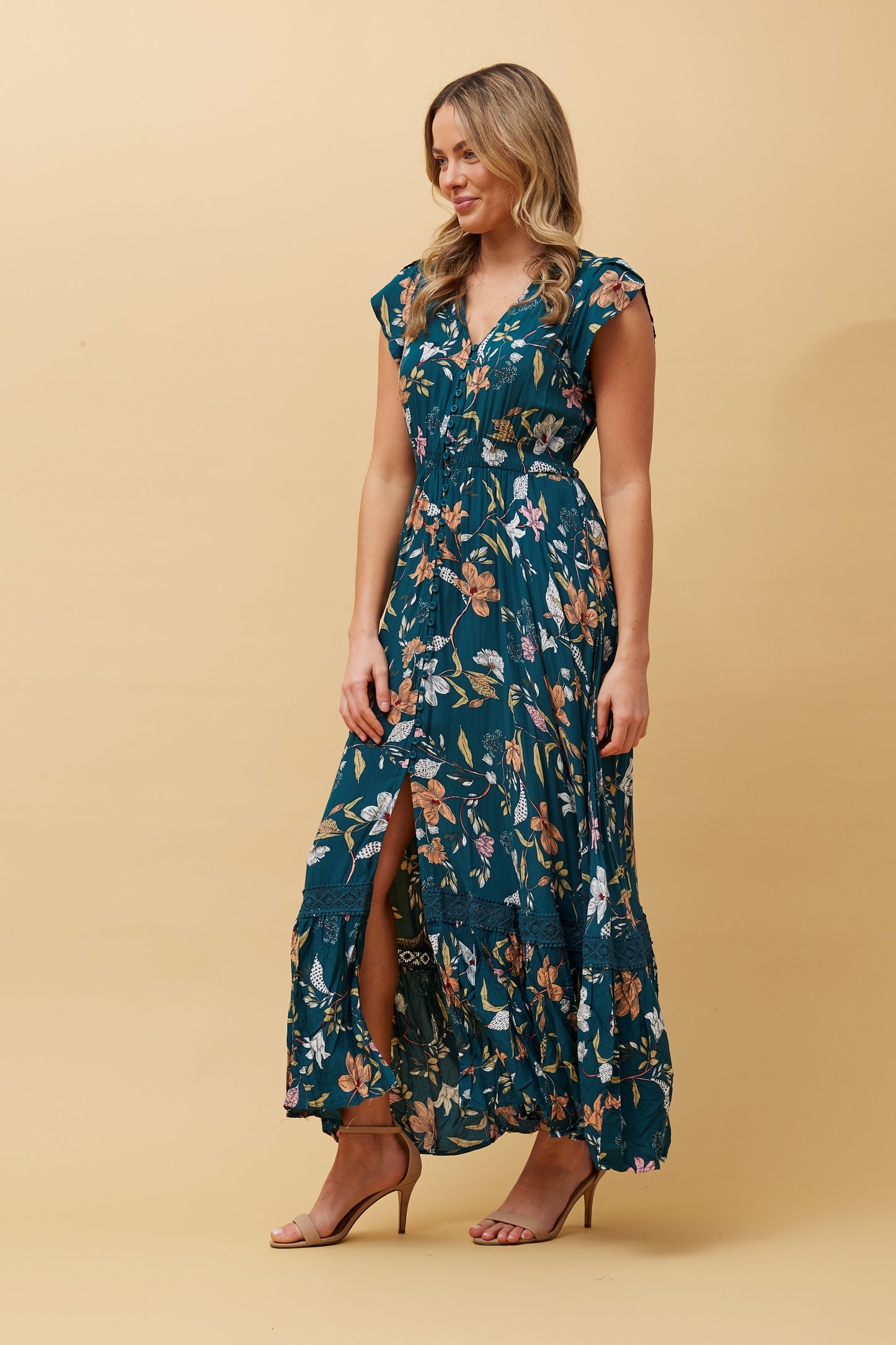 Indi Flower Print Maxi Dress - D509362 MultiGreen