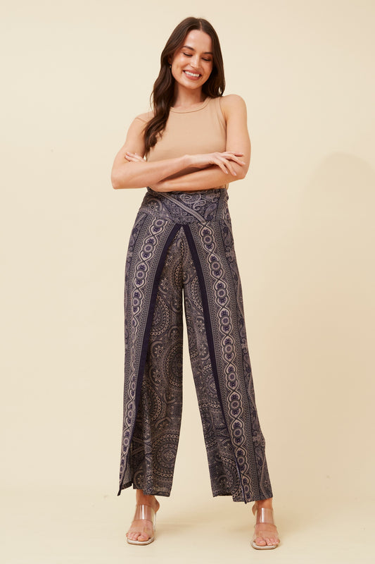 Elephant Printed Pant P520839- Navy
