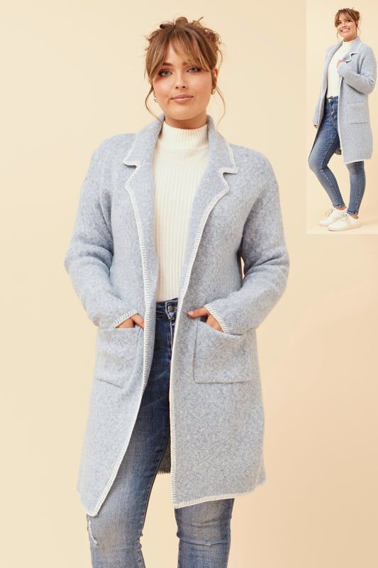 Avenne Collar Cardigan KC524650 Light Blue