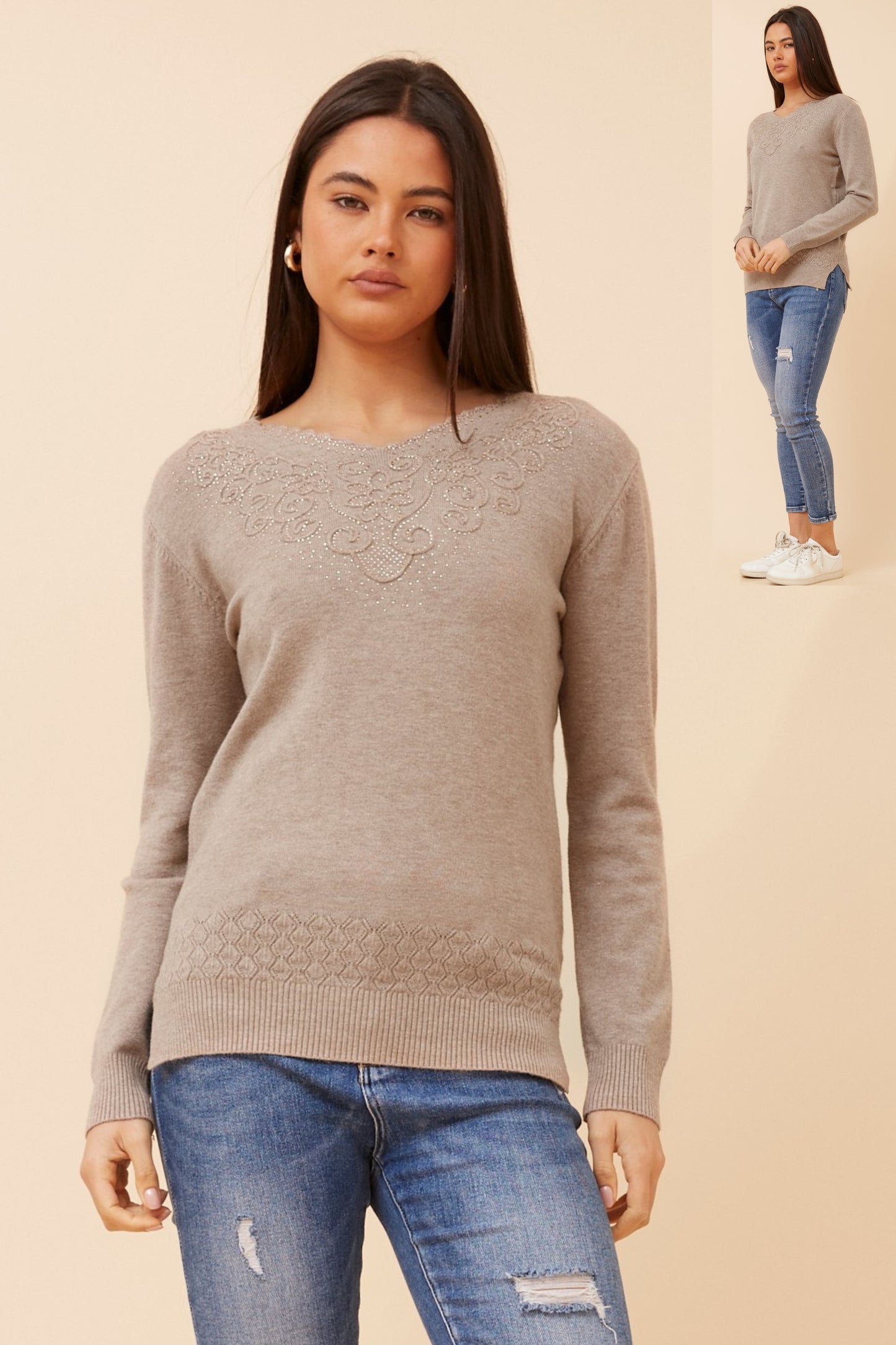 Tiya Knit KP524710 Taupe