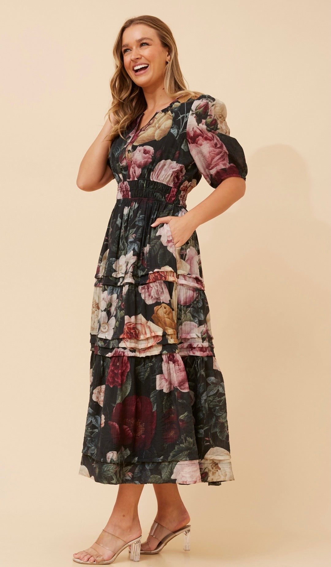 Emberly Floral Dress D524864 Multi Black