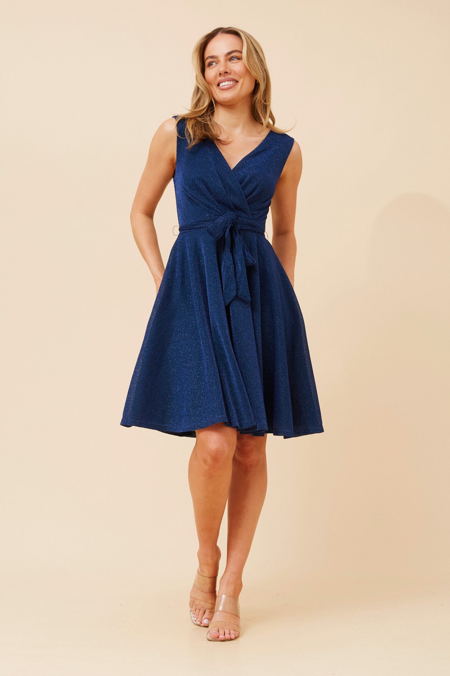 Sarah Glitter Party Dress - Navy D509693