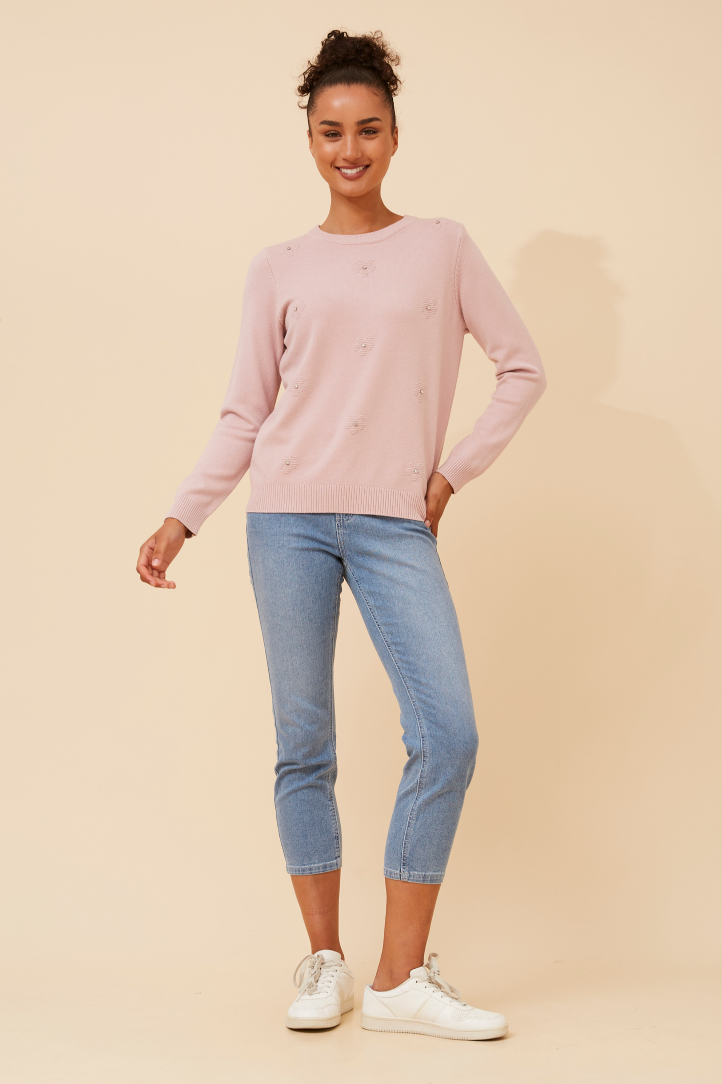 Angie Floral Embellished Knit -Pink KP519089