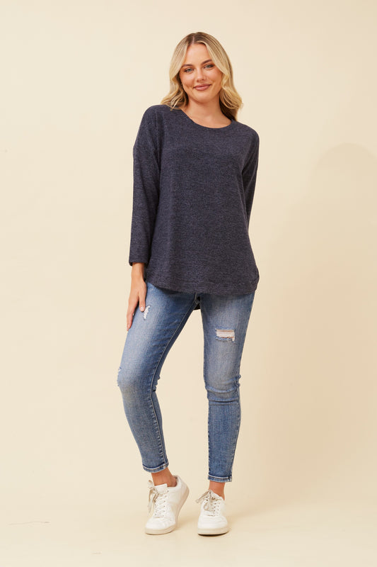 Ari Curved Hem Top T522369 Navy