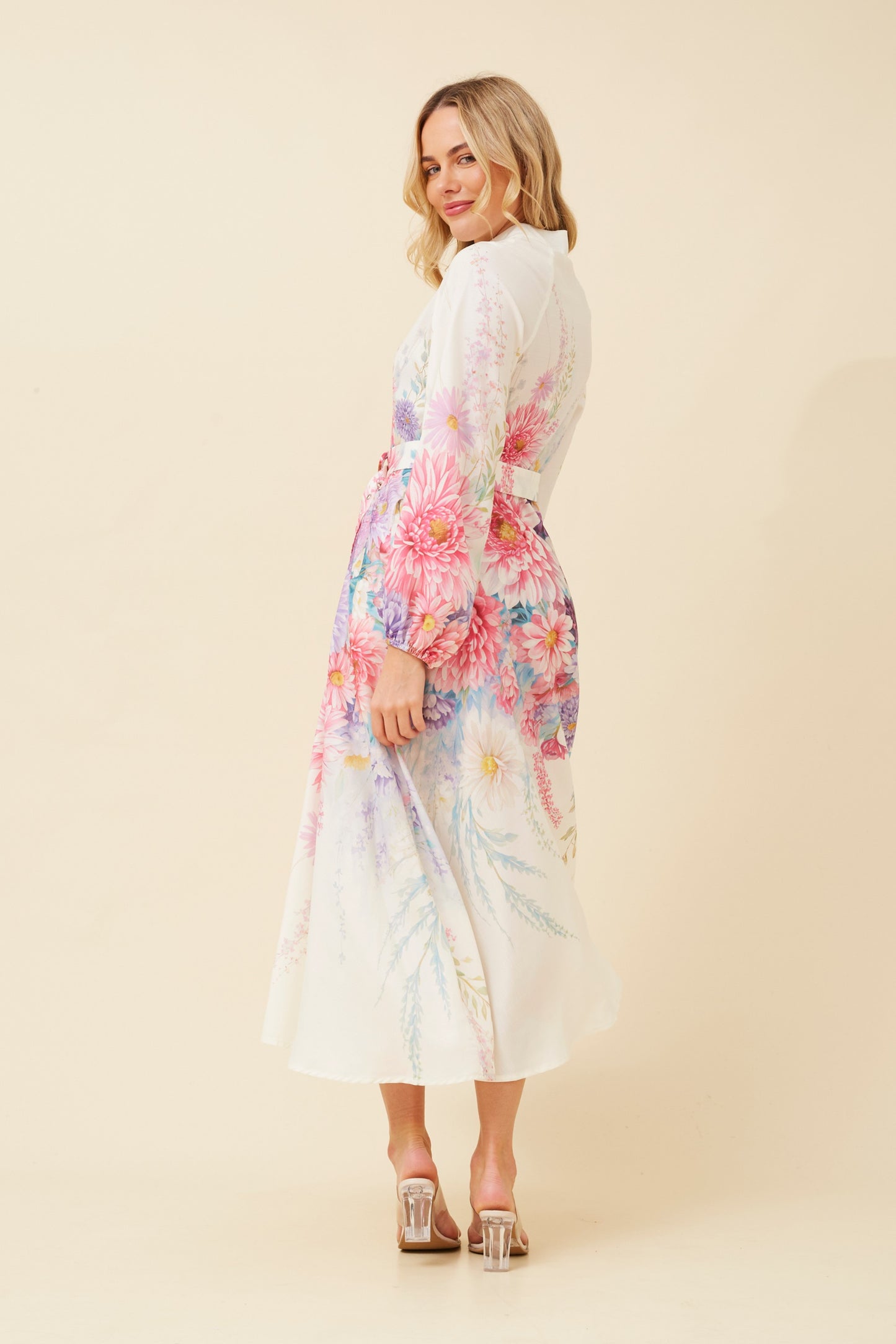Estelle Long Sleeves Floral Midi Dress D523129